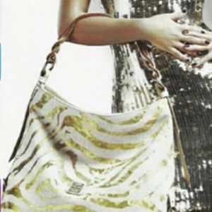 Dooney & Bourke zebra gold white large leather bag